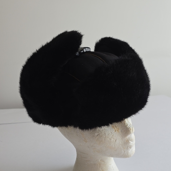 Mad Bomber Trapper Aviation Faux Fur Hat Black Size Small - Picture 1 of 12